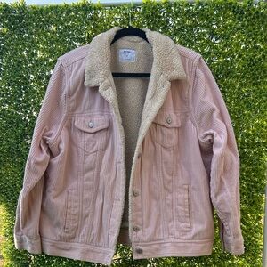 Pink Sherpa-Lined Corduroy Jacket